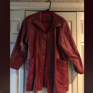 Pelle 100% Leather Jacket Vintage Red/Burgundy